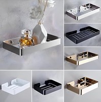 Support mural moderne et minimaliste pour savon de salle de bain, sans perçage, en acier inoxydable 304 doré, avec égouttoir intégré