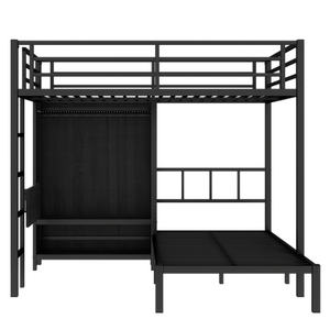 Lits superposés en métal pleine grandeur XL pour adolescents et adultes, lits superposés en forme de L noirs pour petites chambres - Product Image 3