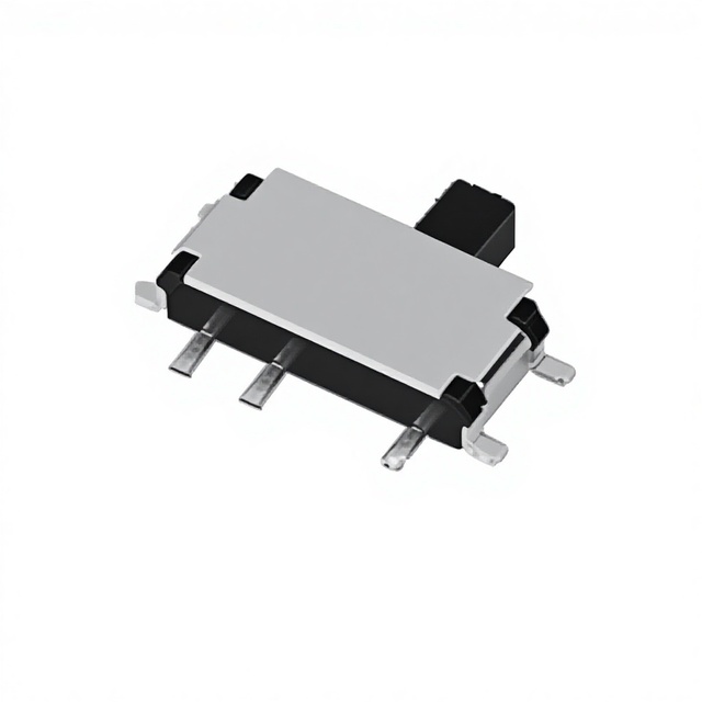 Miniature SMT SPDT Slide Switch 30V 0.1A Iron & Plastic Pin Terminal 10000 Cycles for Telecommunication Right-Angle Applications