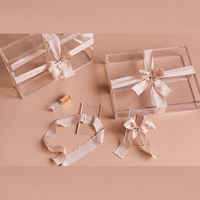 Grande boîte à souvenirs en acrylique transparente personnalisée, boîte-cadeau de baptême en plexiglas, petite boîte carrée transparente en acrylique personnalisée avec couvercle