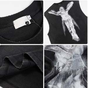 Camiseta sin mangas para mujer, con estampado gráfico personalizado, transpirable, informal, lavada, ecológica, de ajuste holgado, estilo urbano, para verano - Product Image 6