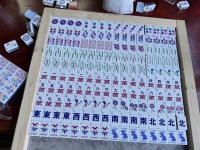 Tuiles de Mahjong Américain, lot de 160, en acrylique 3 couches, motif Lapin Violet, gravées, fabrication OEM/ODM personnalisée
