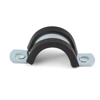 Colliers de serrage en acier au carbone avec revêtement en caoutchouc de type U, bleus, blancs, zingués, à deux trous, pour tubes