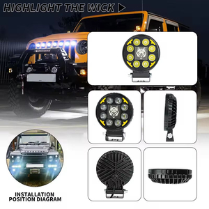 LiuHJG 12V 4 pouces Phare de travail tout-terrain 4x4 DRL Projecteur <span class=keywords><strong>LED</strong></span> blanc naturel + <span class=keywords><strong>jaune</strong></span> pour camion, voiture, moto en alliage d'aluminium - Product Image 5