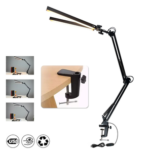 Led gấp nhôm đôi đầu đèn bàn để đọc kiến trúc sư clip trên nghiên cứu ánh sáng Kẹp Cánh tay dài 10 bước mờ đèn bàn - Product Image 3