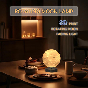 Lampe de lune rotative flottante <span class=keywords><strong>3D</strong></span> économique, rechargeable par USB, lumière LED chaude, lampe de nuit intelligente romantique pour chambre à coucher - Product Image 2