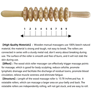 Masseur à rouleau naturel, outils de thérapie corporelle en bois de hêtre, bâton de massage des épaules et du dos - Product Image 4