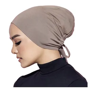 Casquette musulmane sous écharpe assortie bonnets élastiques à nouer au dos turban coton bonnet intérieur instantané casquette hijab