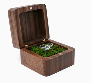 Personalized Walnut Wooden Vintage Magnetic <b>Ring</b> <b>Box</b> with Window Keepsake <b>Box</b> Wedding <b>Ring</b> Earring Necklace Jewelry Display - Product Image 2