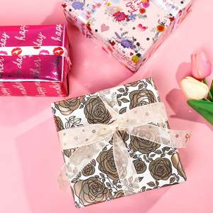 2025 papier d'emballage métallique en silicone enduit jetable pour la fête des mères 43x300cm rouleau emballage cadeau - Product Image 5