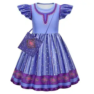 Nouveau film filles princesse robe violet Asha Costume fête d'anniversaire Halloween carnaval Cosplay Asha Costume