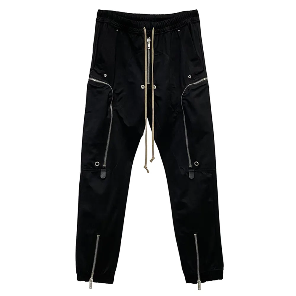 Cargo Luxe Broek Geheel Zwart Heren Slim Fit Custom Multiple Rits Functionele High Street Fashion Broeken