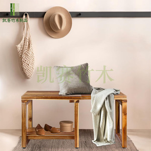 Banc de rangement pour salle de bain Kaiser Teak 46x32x45cm en bois massif avec étagère pour bain et douche - Product Image 2