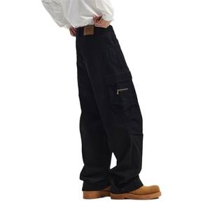 Pantalon cargo ample et droit rétro fonctionnel à jambes larges, décontracté, multi-poches, lavé, de style américain, pour hommes et femmes - Product Image 5