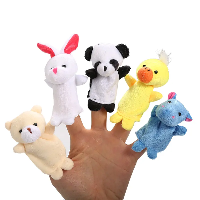 Marionetas de mano de felpa para niños, marionetas de dedo bonitas para perro, gato, conejo, animales de juegos de rol