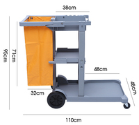 Chariot de nettoyage multifonctionnel pour personnel d'entretien avec rangement verrouillable, essoreuse à serpillères et organisateur de linge pour hôtels et restaurants