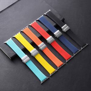 FWholesale Silicone Watch <b>Strap</b> for Apple Watch S9 45mm Ultra 49mmm SE 44mm 38mm Quick Release Butterfly Clasp Watch Band - Product Image 1