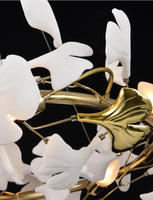 Lustre en cuivre en forme de feuille de Ginkgo, design luxueux, lampe suspendue ronde artistique pour salon, lumière décorative pour table à manger