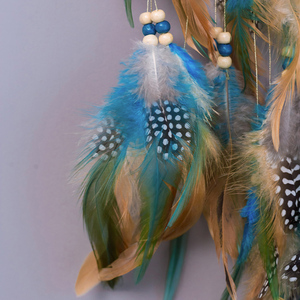 Vente en gros <span class=keywords><strong>Attrape</strong></span>-rêves turquoise fait à la main pour la décoration intérieure <span class=keywords><strong>Attrape</strong></span>-rêves suspendus au mur avec glands et plumes - Product Image 6
