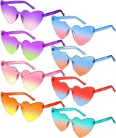 Lunettes sans cadre couleur bonbon Transparent à la mode lunettes en forme de coeur mariée fête faveur Festival accessoire Bachelorette
