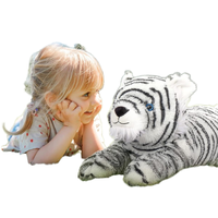 MorisMos-Jouet animal en peluche tigre blanc, léopard réaliste, lion, safari, décorations de fête sur le thème, fourrure en peluche, queue d'ami pour enfants