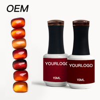 YICHUN 15ml Gel UV LED Magnétique Fort Personnalisé Étiquette Privée Écologique Non Toxique Rouge Orange Effet Eau Brillant Large Naturel