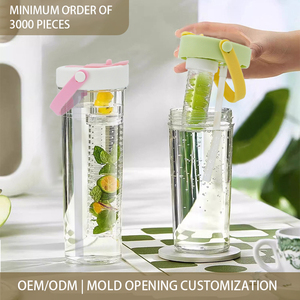Wholesale 750ml BPA Free Eco-Friendly Filter Fruit Tea Portable Outdoor Plastic <strong>Water</strong> <strong>Bottle</strong> Straw Long <strong>Infuser</strong> Applicable - Product Image 1