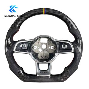 พวงมาลัยคาร์บอนไฟเบอร์พร้อมแป้นเปลี่ยนเกียร์สำหรับรถยนต์ vw Golf gti 7 7.5 Mk7 7,5 <span class=keywords><strong>7r</strong></span> R Mk7r <span class=keywords><strong>audi</strong></span> A3 8v JETTA Tiguan อุปกรณ์ตกแต่ง - Product Image 2