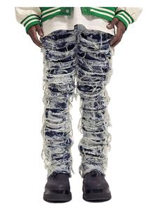 مخصص تصميم Streetstyle خمر مكدسة صالح أنيق نحيل صالح متوهج ممزق الجينز الرجال يؤلمها الجينز - Product Image 2