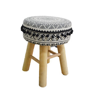 Living Room Bedroom Fabric Ottoman Pouf Round Lounge <strong>Chair</strong> <strong>High</strong> Quality <strong>Space</strong> <strong>Saver</strong> Wooden Stool - Product Image 1