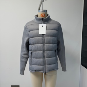 Cardigan en tricot pour homme, série M, col montant, manches longues, patchwork, léger, fin, rembourré en coton, ouvert sur le devant, veste d'extérieur - Product Image 5