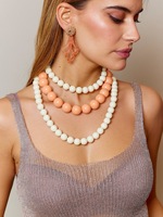 Perhiasan Fashion OEM/ODM Kalung Panjang Berlapis-lapis Manik-manik Warna-warni untuk Wanita, Kalung Bola Bundar Gaya Boho, Grosir Perhiasan
