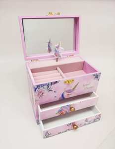 Caja Musical de Madera con Diseño de Unicornio, Color Morado Princesa, con Cerradura y Llave, Regalo para Niñas, Joyero Personalizado - Product Image 1