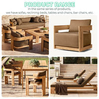 Ensemble de salle à manger d'extérieur moderne et luxueux en teck durable pour hôtel et villa, avec chaises de patio résistantes aux UV et imperméables