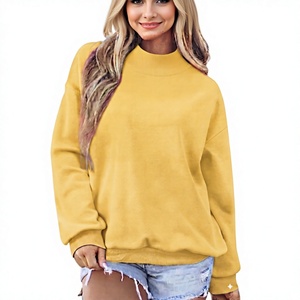 Customized <b>Women's</b> Cotton/Polyester Blank Mockneck Sweatshirt Solid <b>Pattern</b> Custom Letter Print Casual Pullover Top Front Logo - Product Image 1