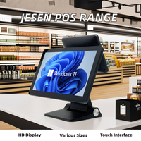 Caisse enregistreuse POS personnalisée avec écran tactile LED/VFD de 15 pouces, deuxième écran de 9,7 pouces, coque métallique, bonne dissipation thermique, idéale pour la restauration commerciale