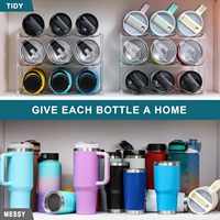 Porte-bouteilles d'eau et porte-bouteilles de vin en plastique empilable, organisateur de rangement à 3 niveaux pour le comptoir de la maison, le réfrigérateur, le garde-manger