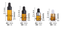 Flacon compte-gouttes en verre ambré de 3ml pour huiles essentielles Flacon compte-gouttes vide en verre avec bouchon à vis noir Flacon de parfum pour échantillon d'essai