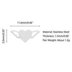 Chất Lượng Tốt Dễ Thương Vàng Tình Yêu Cánh Thép Không Gỉ Ban Đầu Bông Tai Cho Cô Gái - Product Image 2