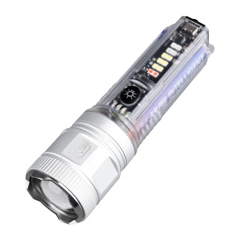 Đa chức năng EDC đèn pin với Red Blue UV ánh sáng năng lượng mặt trời Powered chiếu sáng di động USB C sạc LED nhỏ Keychain Torch