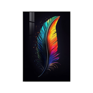 Pintura de Arte de pared de plumas bohemias para sala de estar pluma de imitación 3D pintura de lienzo de plumas reales - Product Image 3