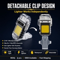 Briquet électrique étanche à double arc plasma avec lampe torche, rechargeable USB Type-C, pour extérieur, vente en gros, logo personnalisé