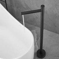 Keran Bak Mandi Mewah Model Berdiri Bebas, Set Keran Mixer Mandi & Shower dengan Semprotan Genggam untuk Proyek Villa & Hotel