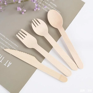 Schlussverkauf einweg umweltfreundliche Löffel Gabeln Messer Holzbesteck-Set mit Hochzeit - Product Image 2