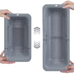 Vegetais Macarrão Alimentos Prato Seco Cesta De Dreno De Armazenamento Expansível Sobre A Cesta De Coador De Pia <span class=keywords><strong>Colander</strong></span> - Product Image 1