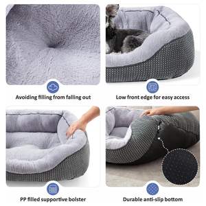Personalizado para Amazon Four Seasons patrón sólido Rectangular Casa de perro lavable a máquina suave dormir mascota nido antideslizante cama para perro - Product Image 3