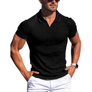 Camiseta Casual de Verano para Hombre, Estilo Europeo Americano, de Lona con Spandex/Poliéster, Estampado de Leopardo, Cuello en V, Anti-Pilling, 100g - Product Image 1