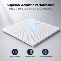 Panneaux de plafond en aluminium perforé, acoustiques, à fentes linéaires, ignifuges, 600x600mm, pour bureau