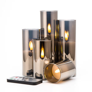 Nuovo Desgin decorazione domestica di Matti pilastro di vetro grigio Set di 5 candele Led - Product Image 6