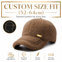 Casquette de baseball d'hiver WEINI personnalisée avec logo, en polaire camel, style Dad Cap, avec badge métallique doré, 6 panneaux, chaudes, pour sports de plein air, vente en gros